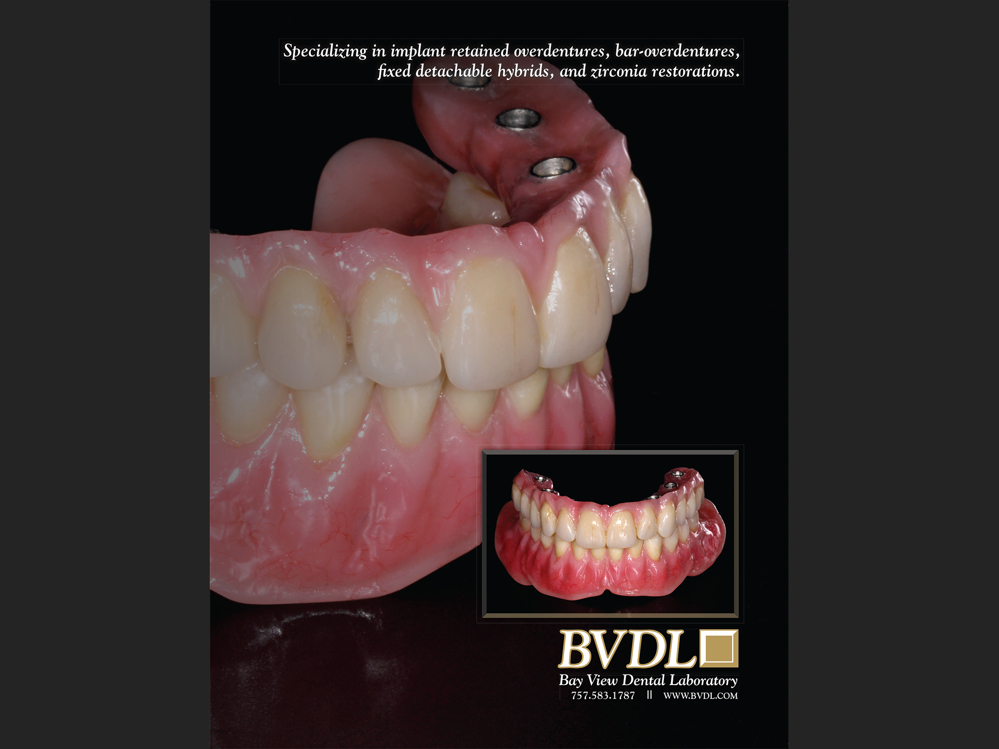 "Bay View Dental Lab", 2015; full page for seminar program.