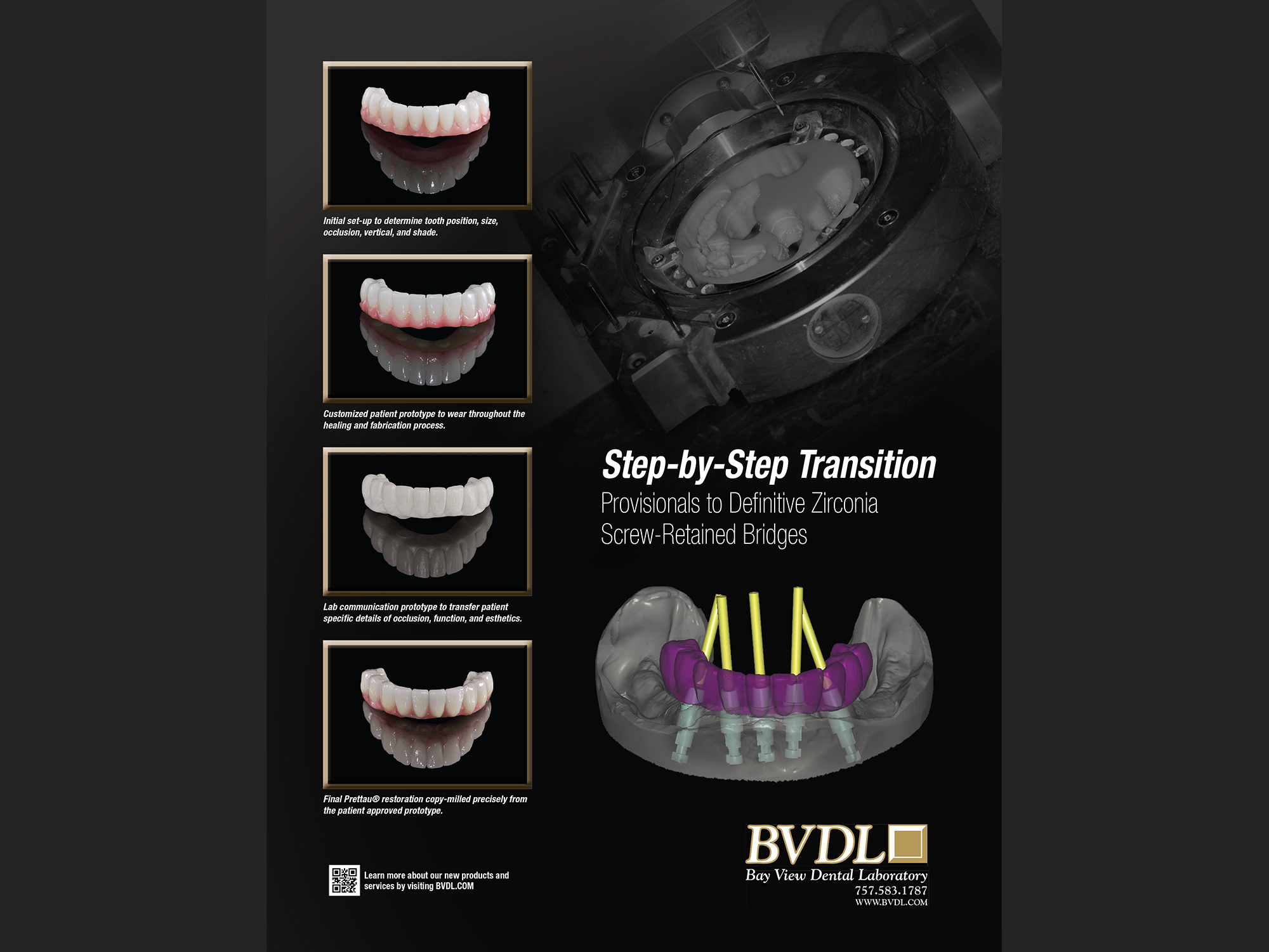 "Step-by-Step Transition: Bay View Dental Lab", 2015; full page for seminar program.