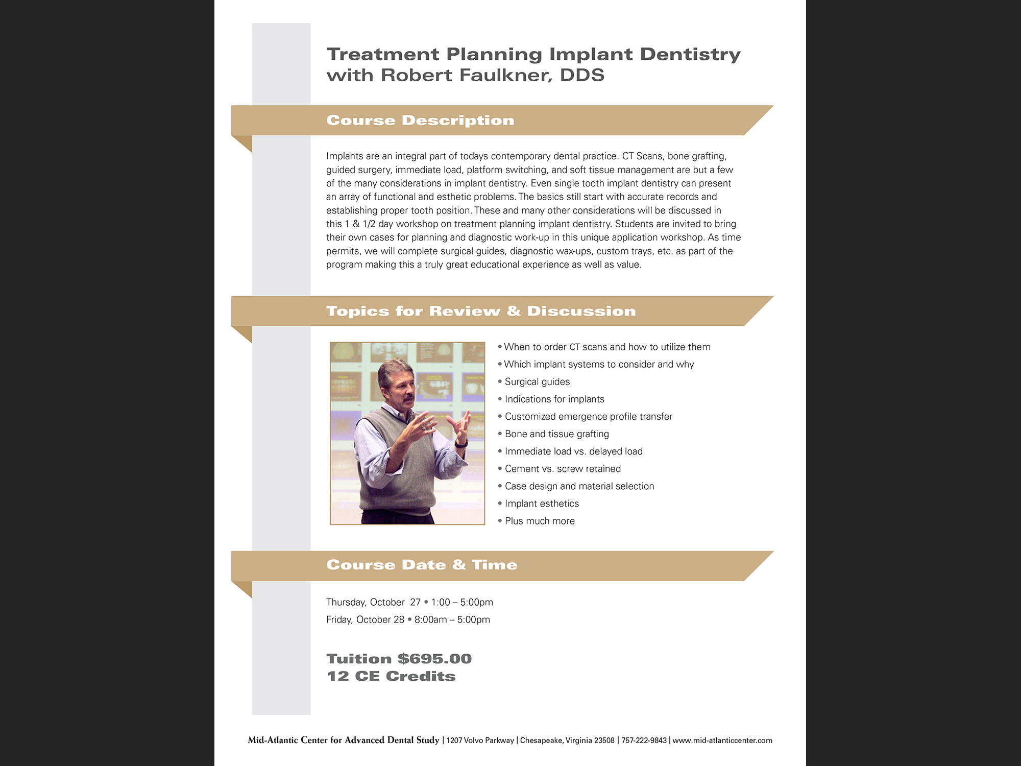 Treatment Planning Implant Dentistry, Bay View Dental Lab, 2019; statement flyer.