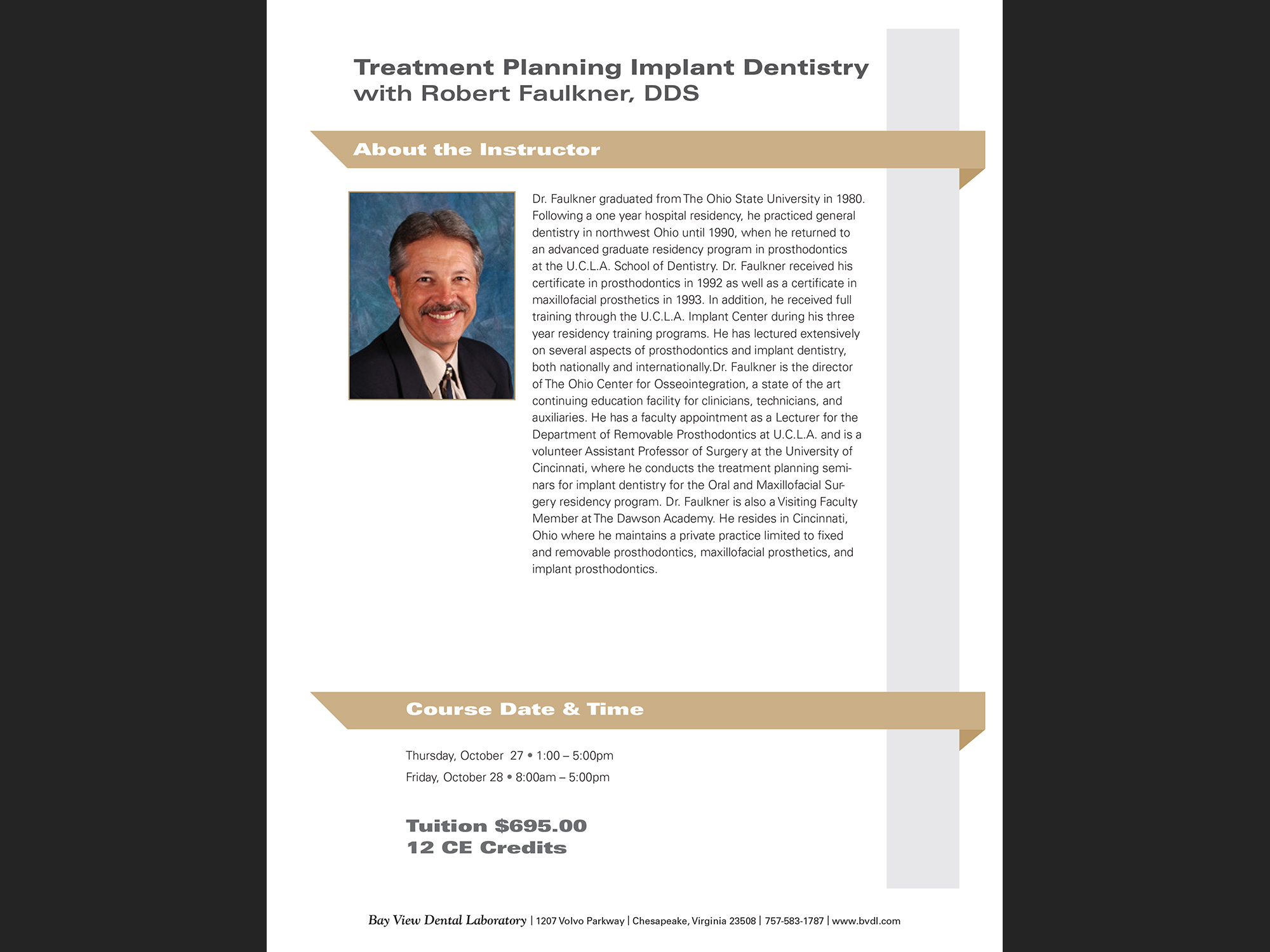 Treatment Planning Implant Dentistry, Bay View Dental Lab, 2019; statement flyer.