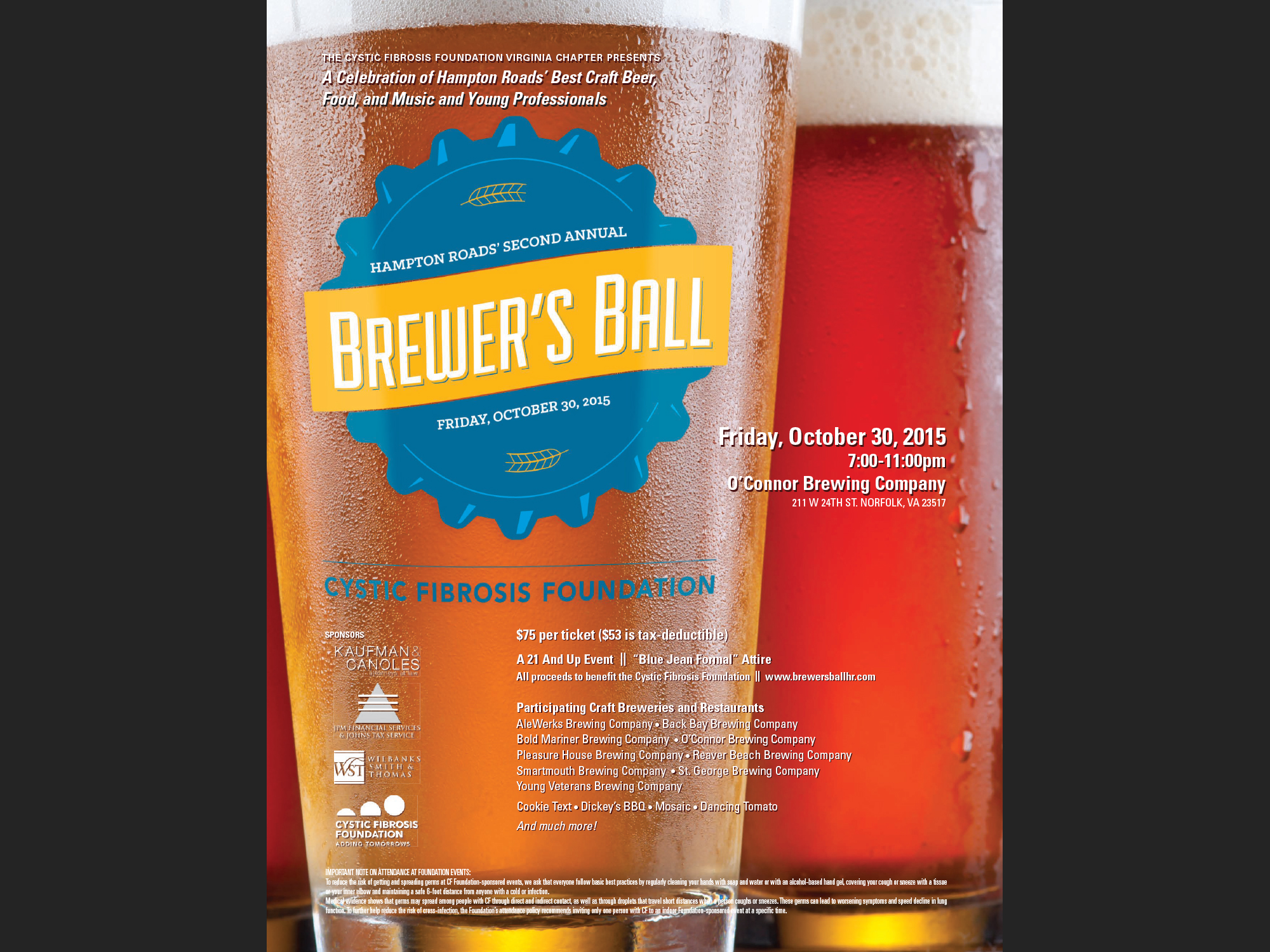 Brewer's Ball - Cystic Fibrosis Foundation, 2015; poster/flyer.