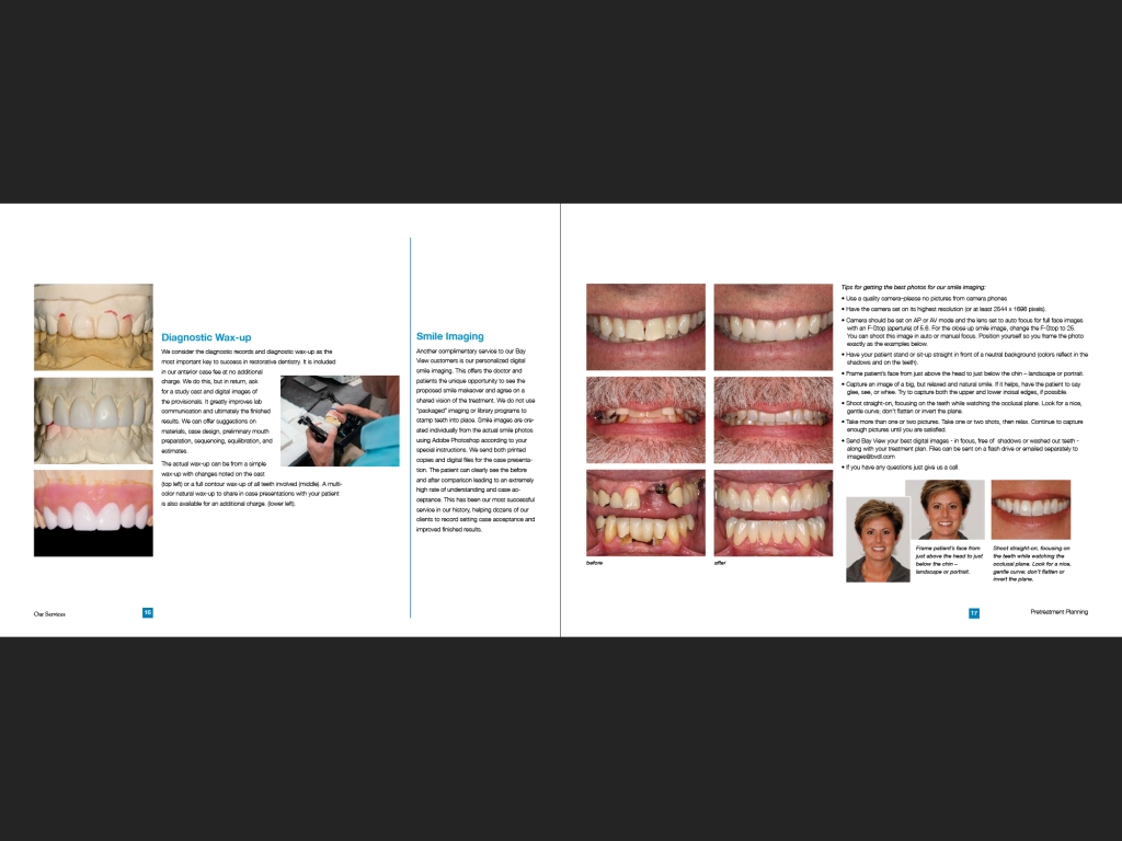 Bay View Dental Lab portfolio, page 18-19.
