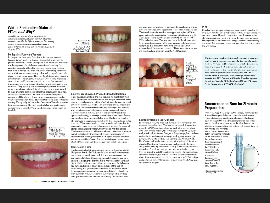 Bay View Dental Lab Communique, 2006. page 3-4.