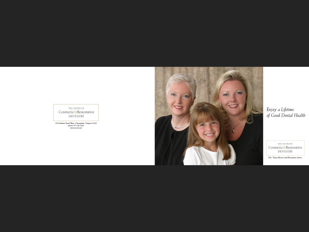 The Center for Cosmetic & Restorative Dentistry promotional booklet, front and back cover.