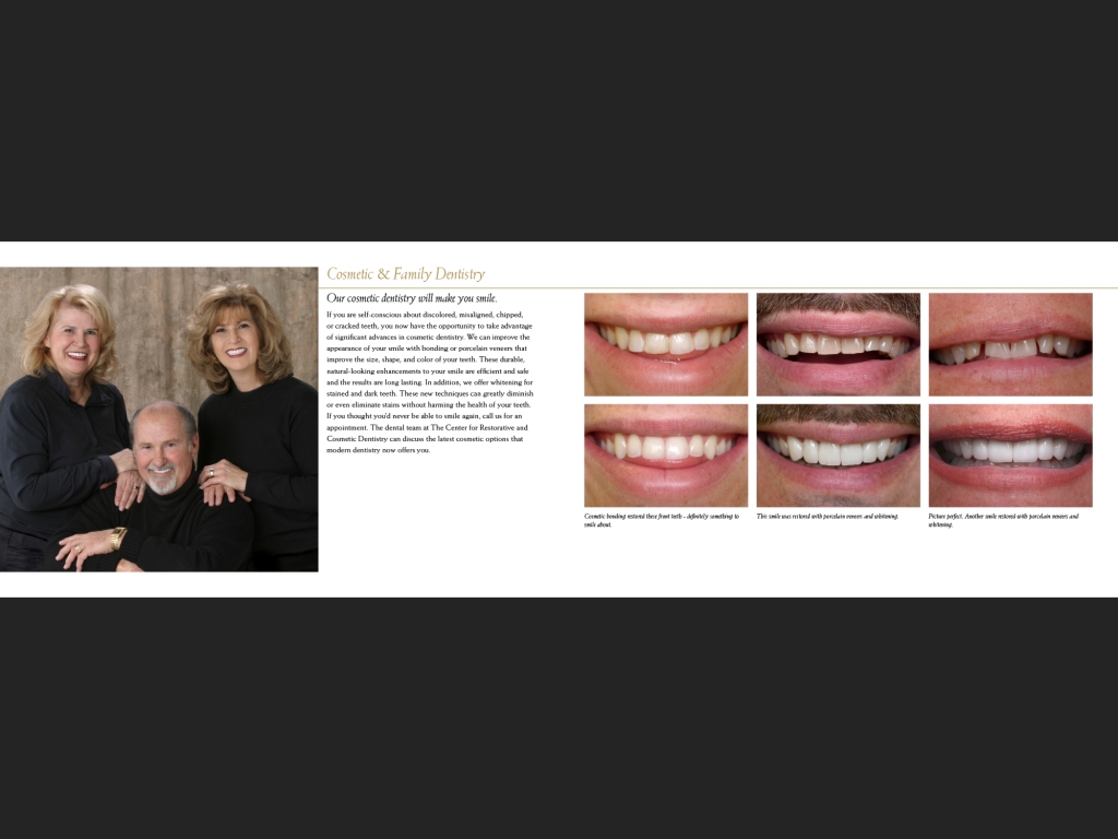 The Center for Cosmetic & Restorative Dentistry promotional booklet, page 2-3.