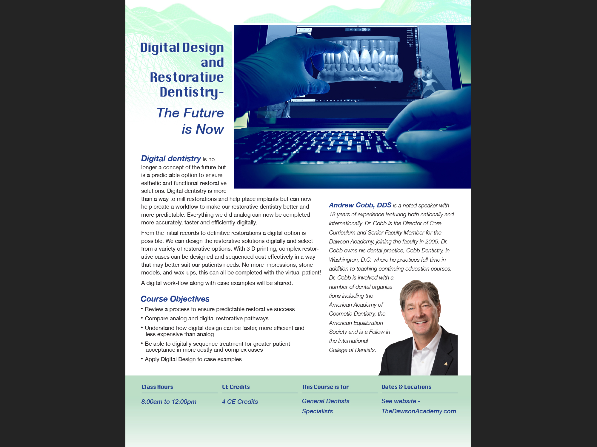 Digital Design and Restorative Dentistry, 2020; flyer.