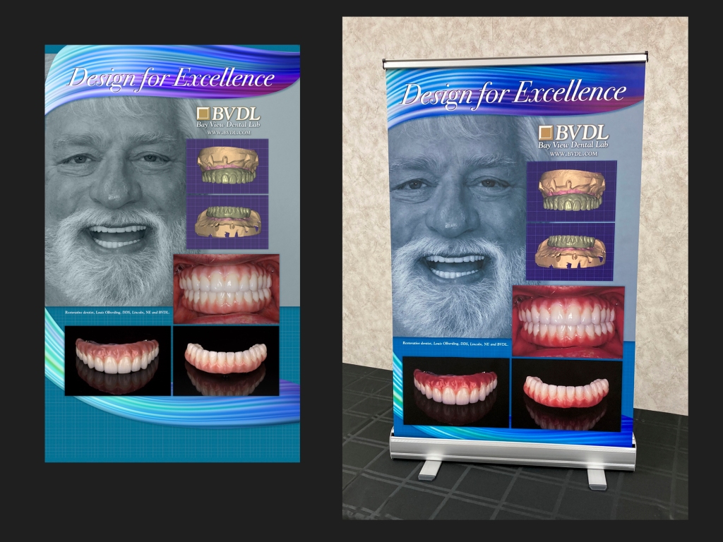 Bay View Dental Lab convention tabletop banner, 2022.